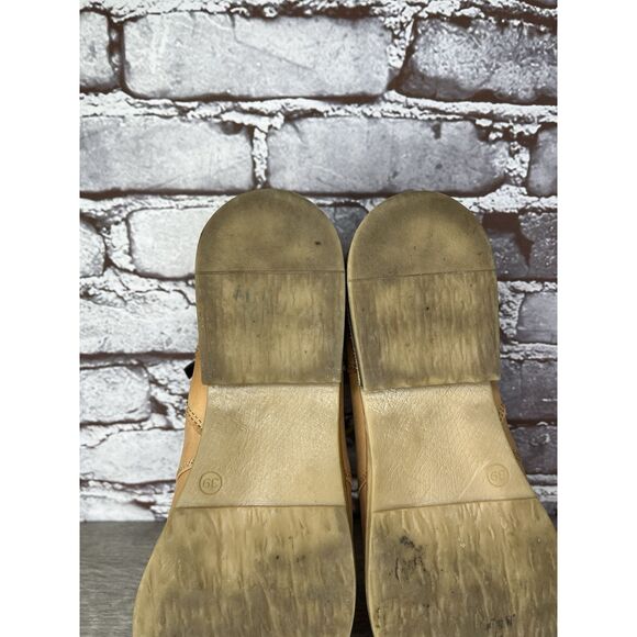 V-Italia Tan Brown Leather Combat Casual Zip Ankle Boots Women Sz 39EU/8.5M US - Picture 9 of 16